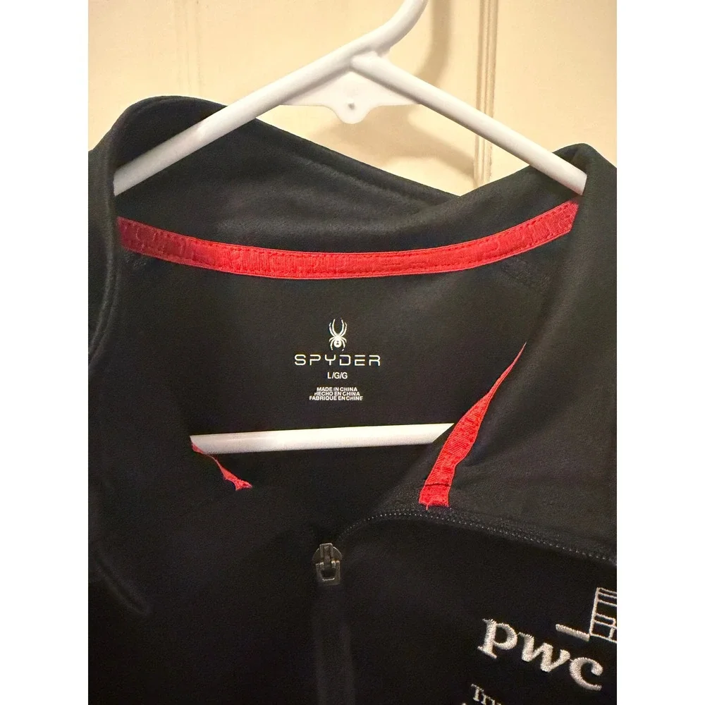 Spyder Mens Black Quarter Zip Pullover PwC Asset Wealth Management Logo Large